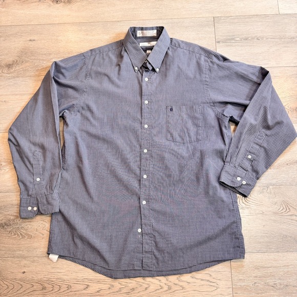 Etienne Aigner Mens Size 16 34/35 Large Plaid Button Down Dress Shirt - Picture 1 of 6